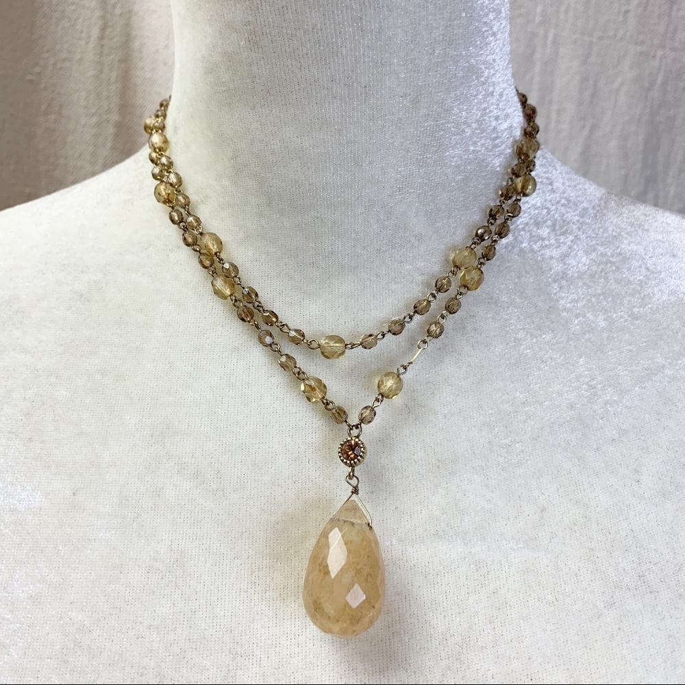 Lightweight double strand Faceted Acrylic Gem Necklace